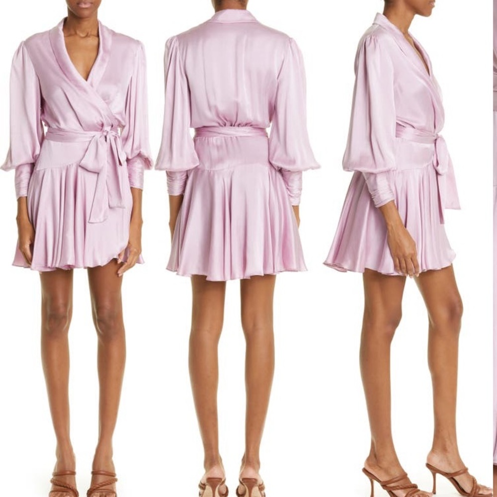 Zimmermann silk wrap dress belted musk pink 2 US8